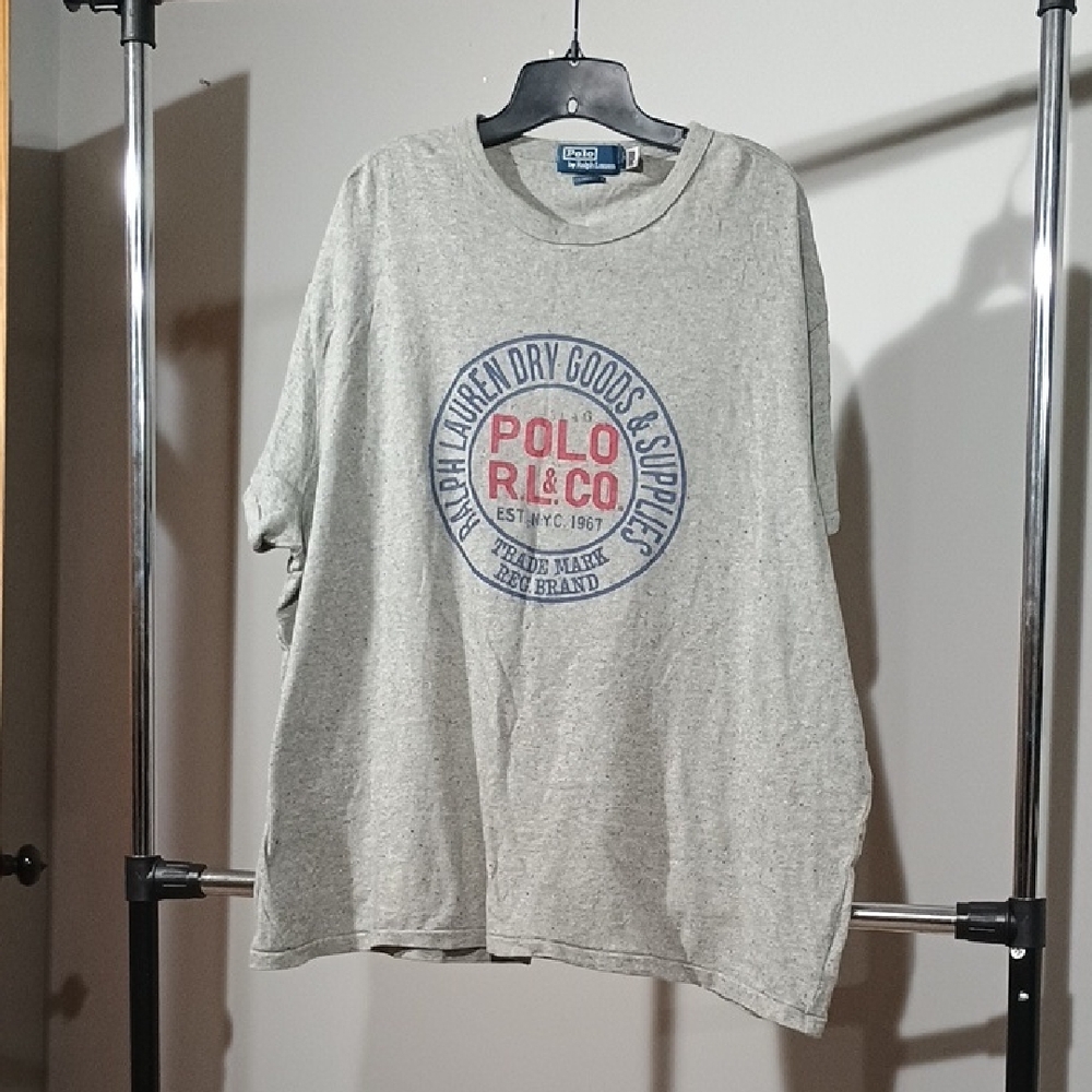 Polo by Ralph Lauren Gray Graphic Short Sleeve Tee with Red & Blue Logo